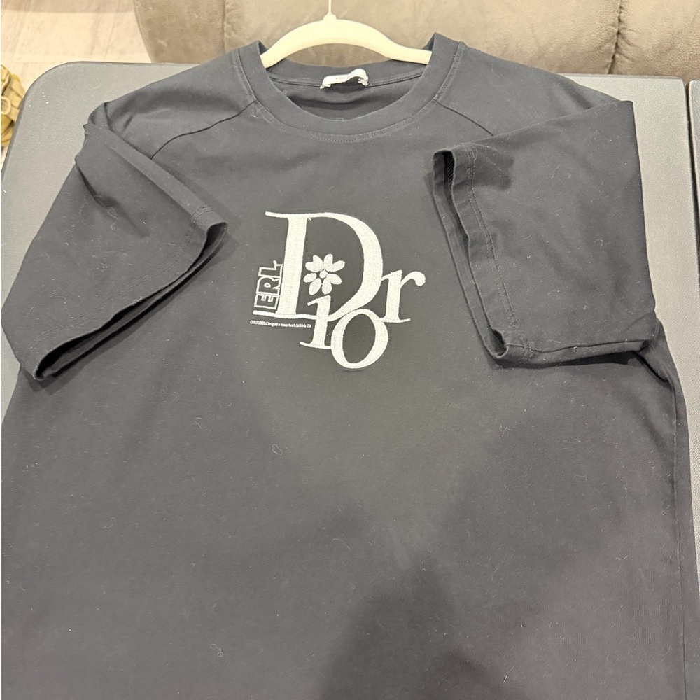 Dior Charcoal Tee with White Logo